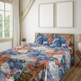 thumbnail image 1 of Ambesonne Garden Fitted & Flat Sheet with Shams 4 Pcs Set, Sketchy Roses Hand-Drawn, Queen, Pale Vermilion and Dark Blue, 1 of 1
