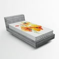 thumbnail image 1 of Ambesonne Garden Fitted Sheet, Orchid Petal Wild Exotic, Twin XL Size, Red Yellow Marigold, 1 of 2
