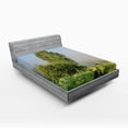 thumbnail image 1 of Ambesonne Garden Fitted Sheet, Path with Trees Flowers, Queen Size, Green, 1 of 2