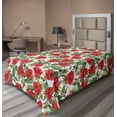 thumbnail image 1 of Ambesonne Garden Flat Bedding Sheet Soft Top Sheet, Roses Branches Flora Plot, Twin, Scarlet and Reseda Green, 1 of 1