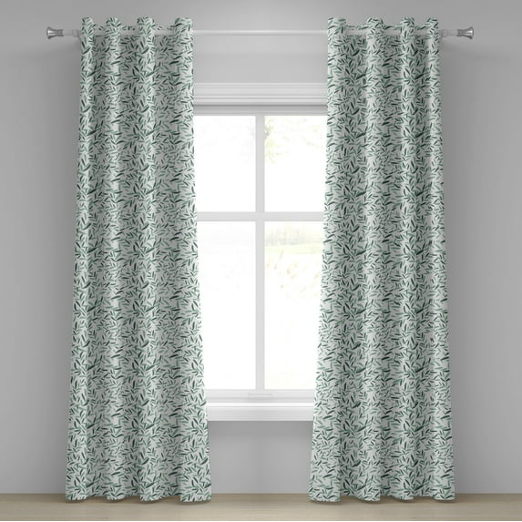 Ambesonne Garden Grommet Curtain, Olive Branches, 50" x 84", Almond Green Green