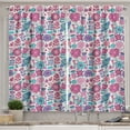 thumbnail image 1 of Ambesonne Garden Kitchen Curtains, Doodle Peonies Tulips, 55"x45", Violet Blue Sky Blue, 1 of 1