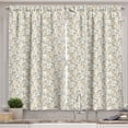 thumbnail image 1 of Ambesonne Garden Kitchen Curtains, Meadow Blooms Leaves Pattern, 55"x45", Pale Coffee and Teal, 1 of 3
