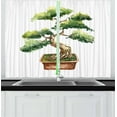 thumbnail image 1 of Ambesonne Garden Kitchen Curtains, Watercolor Bonsai Hand Drawn, 55"x39", Pale Brown Green, 1 of 2