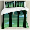 thumbnail image 1 of Ambesonne Garden Mist Duvet Cover Sets, Dreamy Forest at Night, 2-King, Dark Green Multicolor, 1 of 3