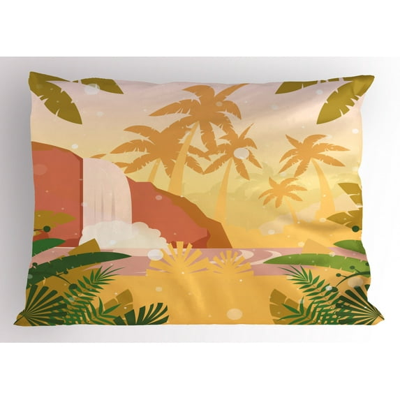 Ambesonne Garden Mist Pillow Sham, Soft Tropical Paradise, 26" X 20", Multicolor