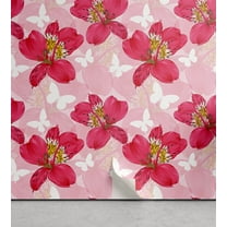 Ambesonne Garden Peel & Stick Wallpaper for Home, Alstroemeria Butterfly Art, 13"x36", Dark Coral and Soft Pink