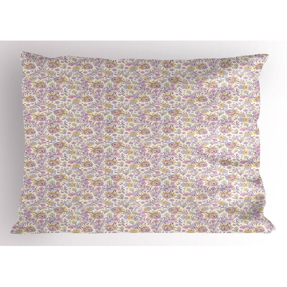 Ambesonne Garden Pillow Sham, Pastel Spring Nature, 26" X 20", Multicolor