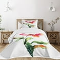 thumbnail image 1 of Ambesonne Garden Quilted Bedspread Set 2 Pcs, Flowering Poppy, Twin Size, Red Green White, 1 of 5