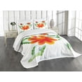 thumbnail image 1 of Ambesonne Garden Quilted Bedspread Set 3 Pcs, Daffodils in Watercolors, Queen Size, Orange Green, 1 of 5