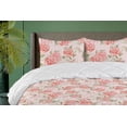 thumbnail image 1 of Ambesonne Garden Scene Down Alternative Quilt Comforter, Innocent Rose Flowers, Queen, Coral Peacock Green Blush, 1 of 1