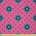 thumbnail image 1 of Ambesonne Garden Scene Fabric by the Yard Microfiber, Circular Flowers Dots, 2 Yards, Pink Dark Turquoise and Blue, 1 of 1