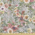 thumbnail image 1 of Ambesonne Garden Scene Fabric by the Yard Upholstery, Spring Botany Flowers, 10 Yards, Pale Purpleblue Off White, 1 of 1