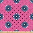 thumbnail image 1 of Ambesonne Garden Scene Fabric by the Yard Upholstery, Circular Flowers Dots, 10 Yards, Pink Dark Turquoise and Blue, 1 of 1