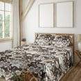 thumbnail image 1 of Ambesonne Garden Scene Fitted & Flat Sheet with Sham 3 Pcs Set, Traditional Floral Art, Twin, Cream White Dark Sepia, 1 of 5