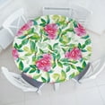 thumbnail image 1 of Ambesonne Garden Scene Fitted Round Tablecloth, Watercolor Boho Floral, 45"- 56" Diameter, Hot Pink Fern Green White, 1 of 1