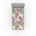 thumbnail image 1 of Ambesonne Garden Scene Fitted Sheet, Boho Botany Floral Art, Twin XL Size, Pale Ruby Fern Green Dust, 1 of 5