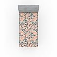 thumbnail image 1 of Ambesonne Garden Scene Fitted Sheet, Boho Simple Flowers, Twin Size, Coral Sea Blue Peach, 1 of 5