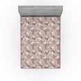 thumbnail image 1 of Ambesonne Garden Scene Fitted Sheet, Botanical Art Hibiscus, Full Size, Green Brown White Coral, 1 of 5