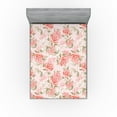 thumbnail image 1 of Ambesonne Garden Scene Fitted Sheet, Innocent Rose Flowers, Full Size, Coral Peacock Green Blush, 1 of 5