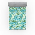 thumbnail image 1 of Ambesonne Garden Scene Fitted Sheet, Peonies and Greenery, California King, Pale Azure Blue Green, 1 of 5