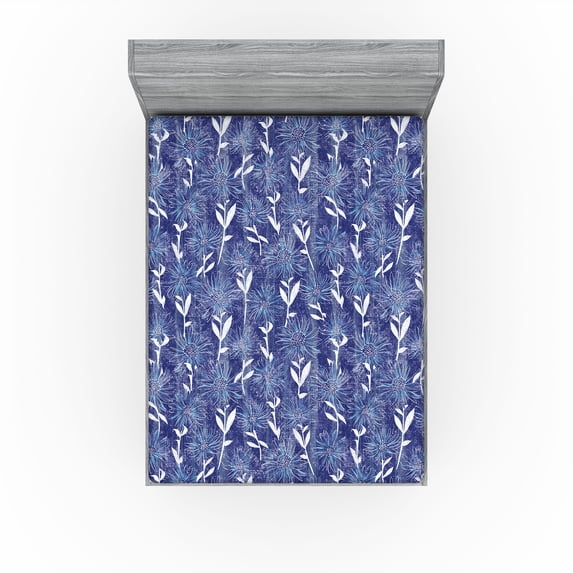 Ambesonne Garden Scene Fitted Sheet, Spring Chrysanthemum, Queen Size, Off White Quartz
