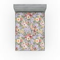 thumbnail image 1 of Ambesonne Garden Scene Fitted Sheet, Spring Delicate Floral, California King, Pale Lavender Multicolor, 1 of 5