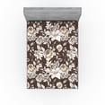 thumbnail image 1 of Ambesonne Garden Scene Fitted Sheet, Traditional Floral Art, King Size, Cream White Dark Sepia, 1 of 5