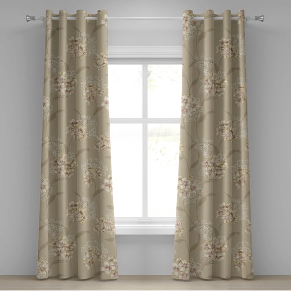 Ambesonne Garden Scene Grommet Curtain, Springtime Vibes Boho, 50"x84", Pale Khaki White Camel