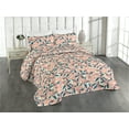 thumbnail image 1 of Ambesonne Garden Scene Quilted Bedspread Set 3 Pcs, Boho Simple Flowers, Queen, Coral Sea Blue Peach, 1 of 4
