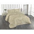 thumbnail image 1 of Ambesonne Garden Scene Quilted Bedspread Set 3 Pcs, Springtime Vibes Boho, Twin, Pale Khaki White Camel, 1 of 4