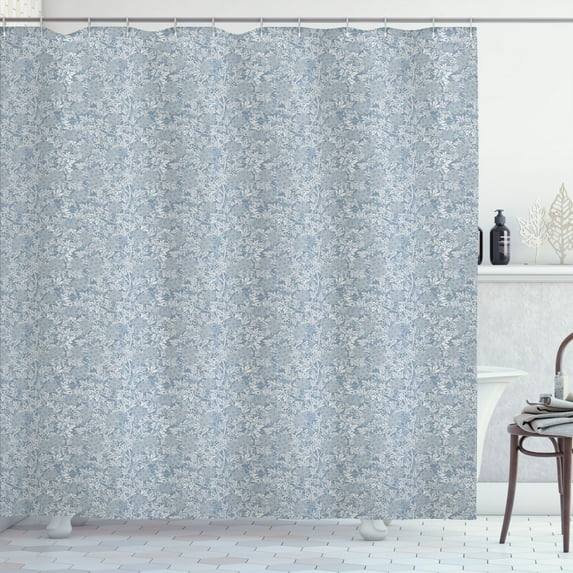 Ambesonne Garden Shower Curtain, Botanical Dusty Blue Tones, 69"Wx70"L, Pale Taupe Blue Grey