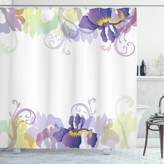 Ambesonne Garden Shower Curtain, Classic Petals Pastel, 69"Wx75"L, Purple Pale Green