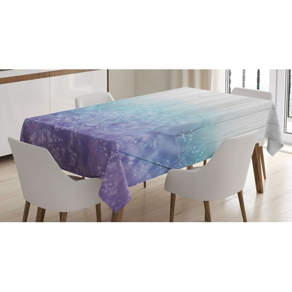 Ambesonne Garden Tablecloth Rectangular Table Cover, Abstract Dreamy Petals, 52"x70", Lavender Blue