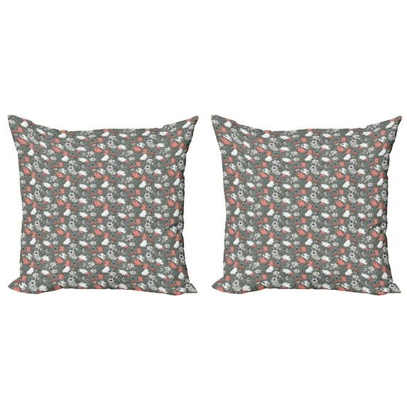 Ambesonne Garden Throw Pillow Cover 2 Pack, Rustic Flowers Pattern, 16", Multicolor