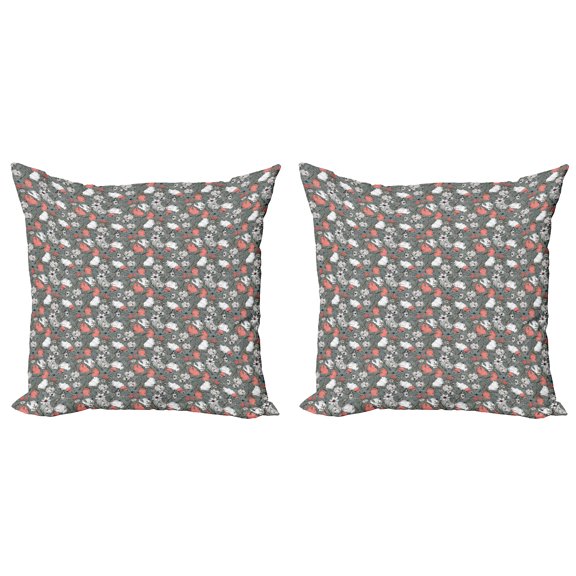 Ambesonne Garden Throw Pillow Cover 2 Pack, Rustic Flowers Pattern, 18", Multicolor