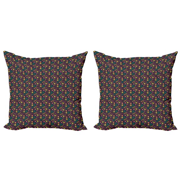 Ambesonne Garden Throw Pillow Cover 2 Pack, Summer Foliage Hearts, 16", Multicolor