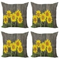 thumbnail image 1 of Ambesonne Garden Throw Pillow Cover 4 Pack, Helianthus Sunflowers, 18", Brown Yellow Green, 1 of 6