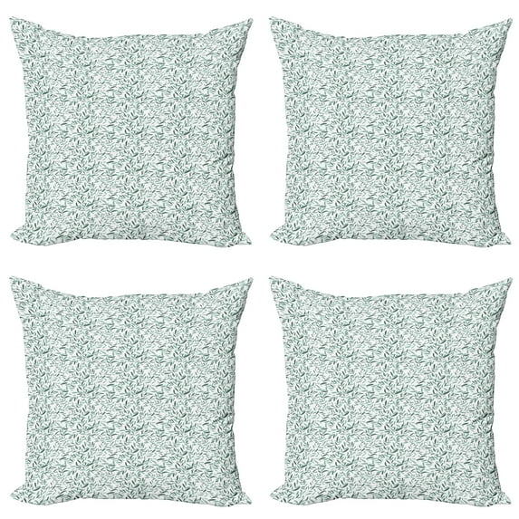 Ambesonne Garden Throw Pillow Cover 4 Pack, Olive Branches, 24", Almond Green Green