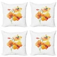 thumbnail image 1 of Ambesonne Garden Throw Pillow Cover 4 Pack, Orchid Petal Wild Exotic, 24", Red Yellow Marigold, 1 of 5