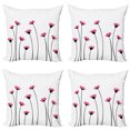 thumbnail image 1 of Ambesonne Garden Throw Pillow Cover 4 Pack, Pink Daisy Blossoms, 16", Pink Black White, 1 of 5