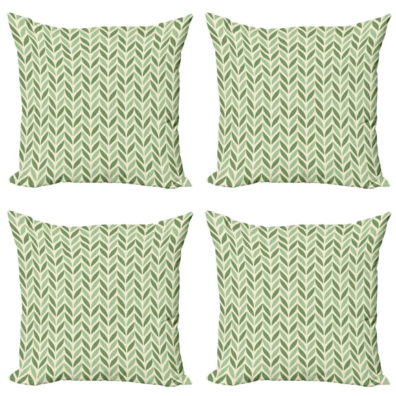 Ambesonne Garden Throw Pillow Cover 4 Pack, Symmetric Green, 20", Green Pale Green