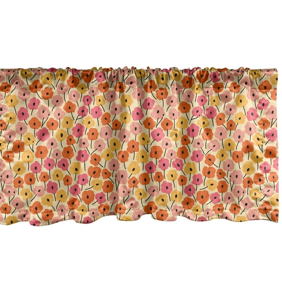 Ambesonne Garden Window Valance, Botanical Nature Bloom, 54" X 18", Multicolor