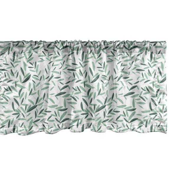 Ambesonne Garden Window Valance, Olive Branches, 54" X 18", Almond Green Green