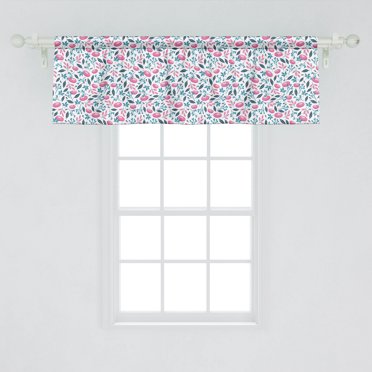 Ambesonne Garden Window Valance, Repeating Hand Drawn Nature Growth Pattern with Foliage and Berries, Curtain Valance for Kitchen Bedroom Decor with Rod Pocket, 54" X 18", Pale Blue Bluegrey