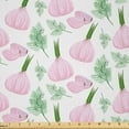 thumbnail image 1 of Ambesonne Garlic Fabric by the Yard Microfiber, Continuous Vegetable Art, 10 Yards, Fern Green Pale Mauve, 1 of 2