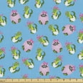 thumbnail image 1 of Ambesonne Gator Fabric by the Yard Upholstery, Cartoon Crocodiles, 5 Yards, Deep Sky Blue Pink, 1 of 1