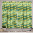 thumbnail image 1 of Ambesonne Gator Kitchen Curtains, Repetitive Crocodile Pattern, 55"x39", Teal Mustard, 1 of 3