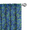 thumbnail image 1 of Ambesonne Gecko Window Curtains, Doodle Lizard Reptile, Each 28" W x 63" L, Navy Blue and Green, 1 of 4