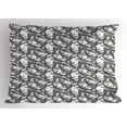 thumbnail image 1 of Ambesonne Gecko Pillow Sham, Ornate Boho Style Lizards, 36" X 20", Pale Grey White, 1 of 2
